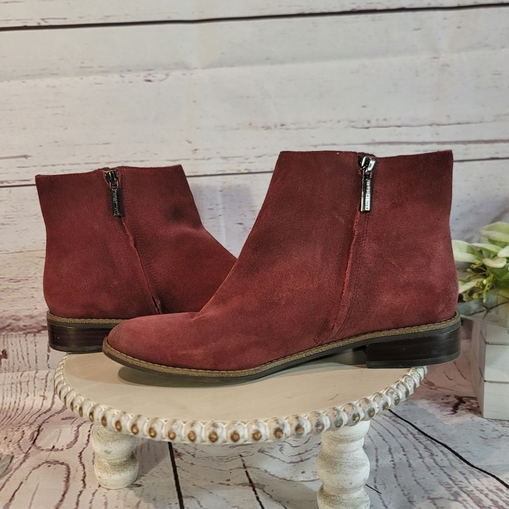 Karl Lagerfeld Paris Sixte Women's Burgundy Suede Ankle Boots Size 6.5M - Picture 8 of 15